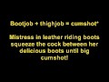 Mistress in leather riding boots squeeze the cock between her delicious boots until big cumshot
