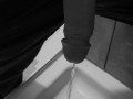 Taking a quick piss on the shower floor, with my semi hard cock