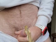 First piss of the day , granny panties