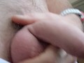 Morning piss, white cotton panties, foreskin closeup with drips