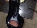 Fuck Shiny Black Platform Heels and Cum in Shoe