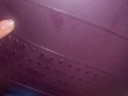 Yoga ball fun with massive dildo