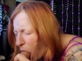 Redhead Sucks Dildo while Hitachi Masturbating