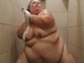 Phat virgin white trucker showering in truckstop
