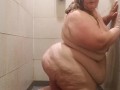 Phat virgin white trucker showering in truckstop
