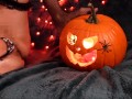 Halloween FISTING session deep amateur homemade movie pumpkin MILF bizarre orgasm