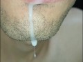 tongue, saliva, lengua , sloopy, sucking, escupir fetish,  babeante primer plano, semen fluyendo