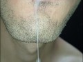 tongue, saliva, lengua , sloopy, sucking, escupir fetish,  babeante primer plano, semen fluyendo