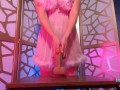 Dildo Riding in Cute Pink Lingerie Reveals a Big Ass