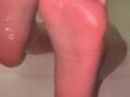 Your pov I show off my wet feet in the bath