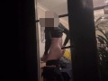 TEASER: Wanking in full view of neighbours. Hung and horny, jerking publicly. Big cock masturbated
