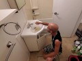 Cute Boy Deep Cleaning Bathroom