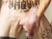 I masturbate by squeezing my balls and I cum  yogurt