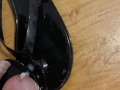 Fuck Shiny Black Flip Flop and Cum in Sandal