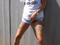 Crazy chick street pee