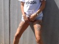 Crazy chick street pee