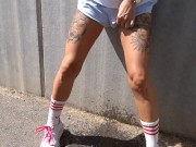 Crazy chick street pee