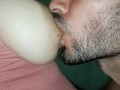 Sucking my big natural boobs and biting my big hard nipples
