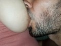 Sucking my big natural boobs and biting my big hard nipples