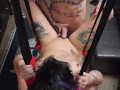 First time sex swing fucking,  alt girl gets deep creampie and cums hard