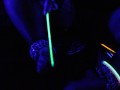 Your neon kitty dazzles you with a fluorescent night blowjob