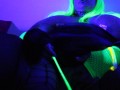 Your neon kitty dazzles you with a fluorescent night blowjob