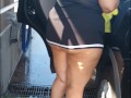 Exhibitionist wife flashing big ass at the car wash part 1 for voyeurs watching