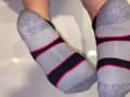 She Gives Me A Sneaky Footjob In The Bathroom!