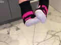 She Gives Me A Sneaky Footjob In The Bathroom!
