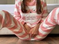 asian petite schoolgirl in pajama teasing small tits fingering pussy and big squirt orgasm