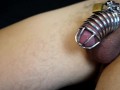 Locktober - Cage 1: Mistress stops cuck loser from masturbating and locks him in tight Chastity cage