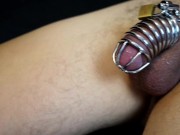 Locktober - Cage 1: Mistress stops cuck loser from masturbating and locks him in tight Chastity cage
