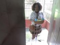 White dude fucks petite ebony schoolgirl Flower and creampies her on the floor