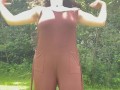 Hairy Pussy Pee Outside Summer Strip Tease Pissing Outdoors Chubby All Natural Hirsute Brunette