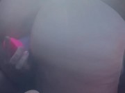 Sexy Thick Tatted Goth Masturbates and Rides Dildo in Public on long drive