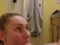 Bathroom Sloppy Blowjob With Dropping Facial-