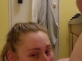 Bathroom Sloppy Blowjob With Dropping Facial-