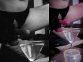 Huge CUMLOAD in a martini-glas of WATER after stretching my balls