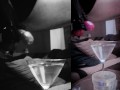 Huge CUMLOAD in a martini-glas of WATER after stretching my balls