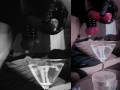 Huge CUMLOAD in a martini-glas of WATER after stretching my balls