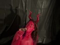 The red dripping wet devil cums all over for you