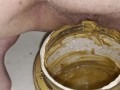Girl pisses in 5lb jar of peanut butter