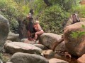 Voyeur couple in nature blowjob