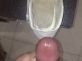 Fuck Pink High Heels Sandal and Cum in Well-Worn Sneaker