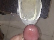 Fuck Pink High Heels Sandal and Cum in Well-Worn Sneaker