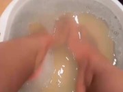 Soaking my pretty feet🩷 Will you drink my bathwater?💦