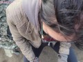 Public Blowjob on the Beach with Cumshot