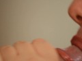 Close-up sensual teasing edging blowjob after a dry week results in a dripping mouth full of cream