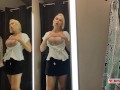 Blonde flashes her tits. Try on haul sexy clothes, translucent try on haul in the fitting room
