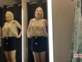 Blonde flashes her tits. Try on haul sexy clothes, translucent try on haul in the fitting room